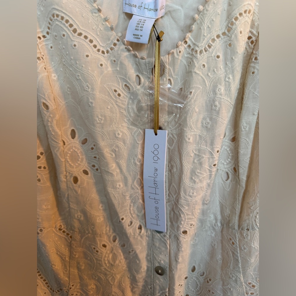 NWT House of Harlow 1960 Drop Waist Cream Eyelet Midi Dress
Size 10 - Picture 6 of 9